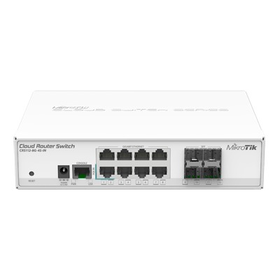 Cloud Switch Router 8 Puertos Gigabit Ethernet y 4 Puertos SFP, throughput 975 kpps: CRS112-8G-4S-IN