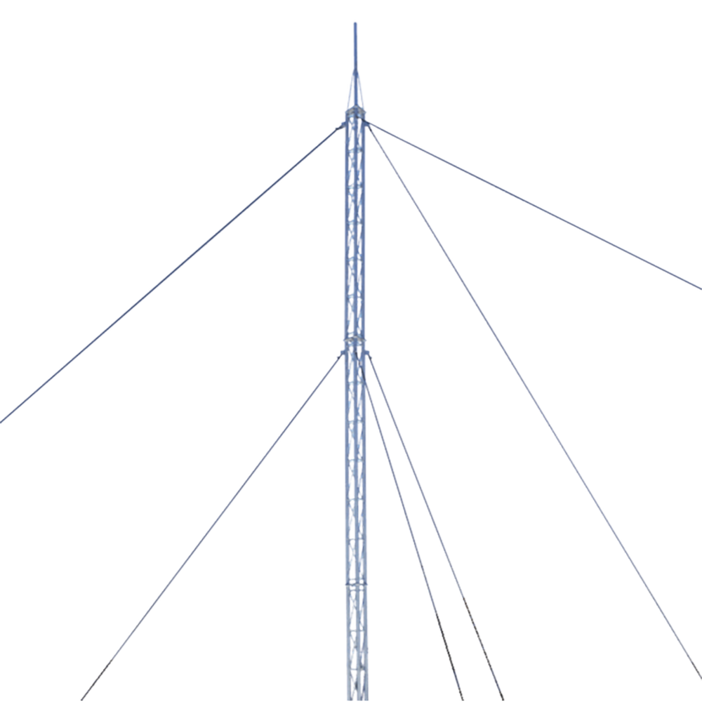 KTZ-30E-012P Kit de Torre Arriostrada de Techo de 12 m con Tramo STZ30 Galvanizado ElectrolÃ­tico (No incluye retenida).