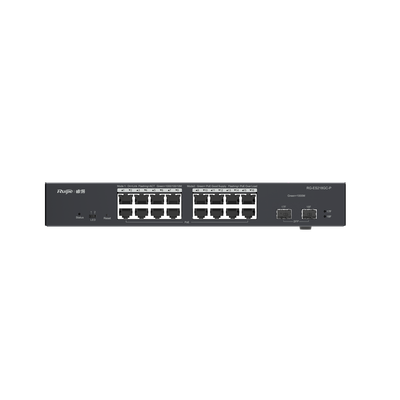 Switch L2 Administrable PoE con 16 puertos Gigabit PoE 802.3af/at   2 SFP para fibra 1Gb, gestión gratuita desde la nube, 240w: RG-ES218GC-P