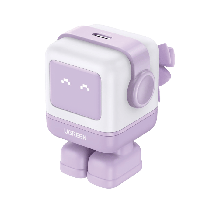 Cargador Mini GaNRobot 30W serie Nexode | 1 USB-C de Carga Rápida | Tecnología GaN II | Multiprotocolo PD/QC/SCP/FCA | Carga Inteligente | Pantalla LED | Zapato Magnético Extraíble | Thermal Guard | Color Lila.: 25036