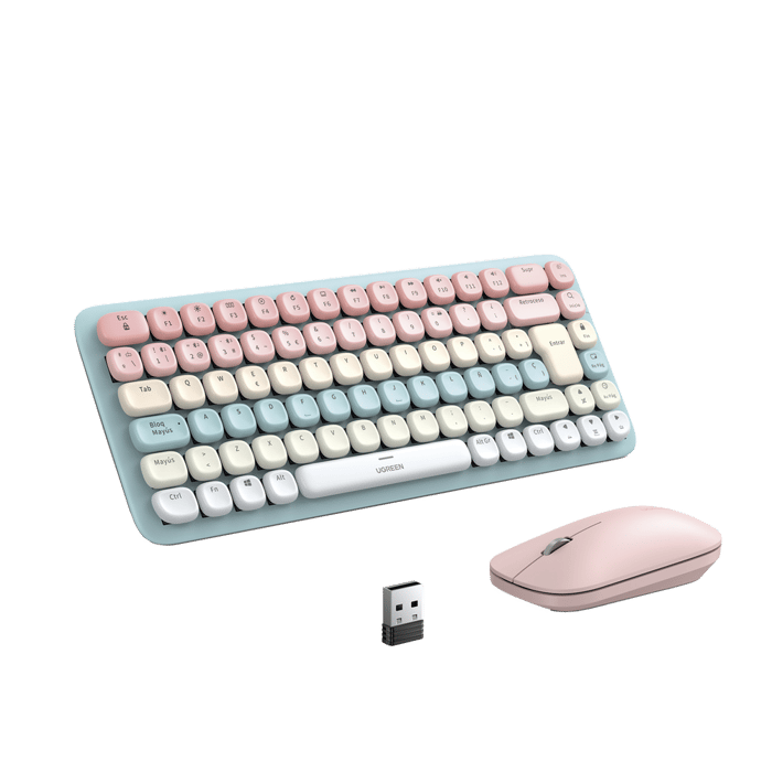 PAQUETE DE TECLADO Y MOUSE INALÁMBRICO UGREEN ROSA: 25178