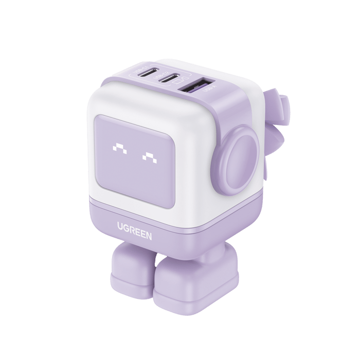 Cargador RobotGaN de 65W Serie Nexode | 3 Puertos de Carga Rápida | 2 USB-C | 1 USB-A | PD 3.0 | QC 4.0 | Carga Inteligente | Tecnología GaN II | Zapato Magnético Extraíble | Carcasa Ignifuga | Pantalla LED. : 35314