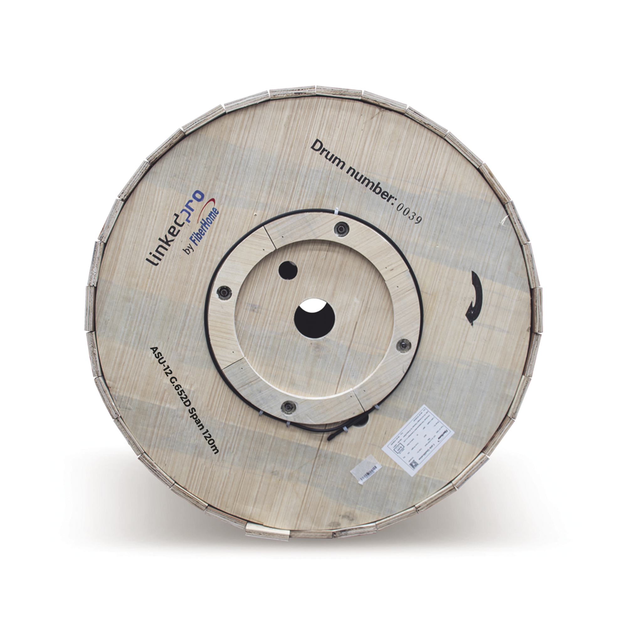 Carrete de 4 km de Fibra Óptica Aérea Mini ADSS (ASU) G.652D, Monomodo de 12 Hilos, Exterior, Span 120, Loose Tube: MINI-ADSS-12C-S120/4KM