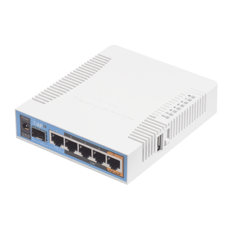 RB962UIGS (hAP ac) 5 Puertos Gigabit Ethernet, 1 Puerto SFP, 1 USB, WiFi Doble Banda 3x3 802.11ac, hasta 1W de potencia