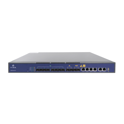 OLT de 8 puertos GPON con 8 puertos Uplink (4 puertos Gigabit Ethernet   2 puertos SFP   2 puertos SFP ), hasta 1024 ONUs: V1600G-1B